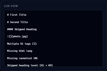 Markdown preview panel showing plain-text conversion of page content
